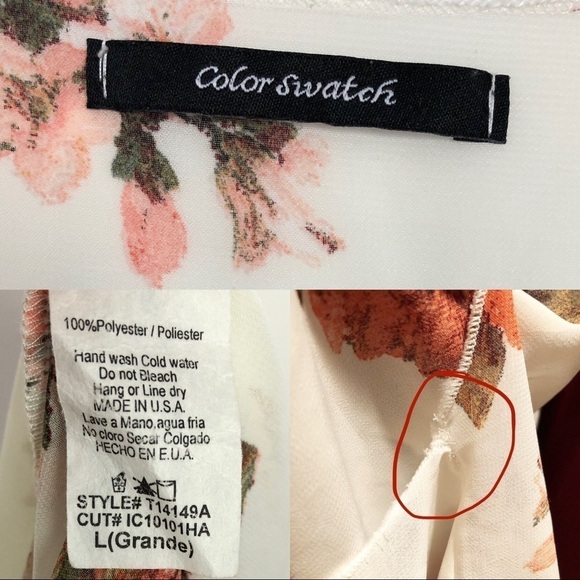 Color Swatch Floral Kimono Cardigan Top Size L - Picture 12 of 12